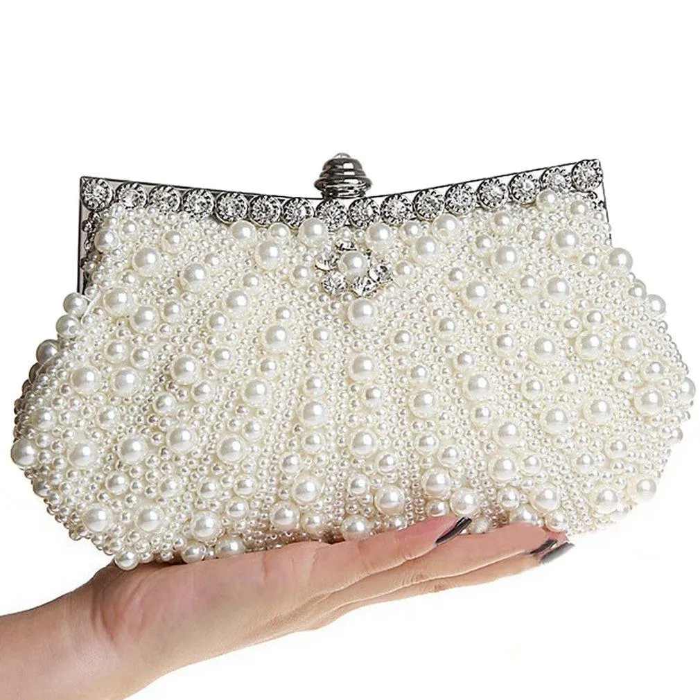 1920's Full Beaded Vintage Pearls Evening Clutch Handbag for Women|JaosWish