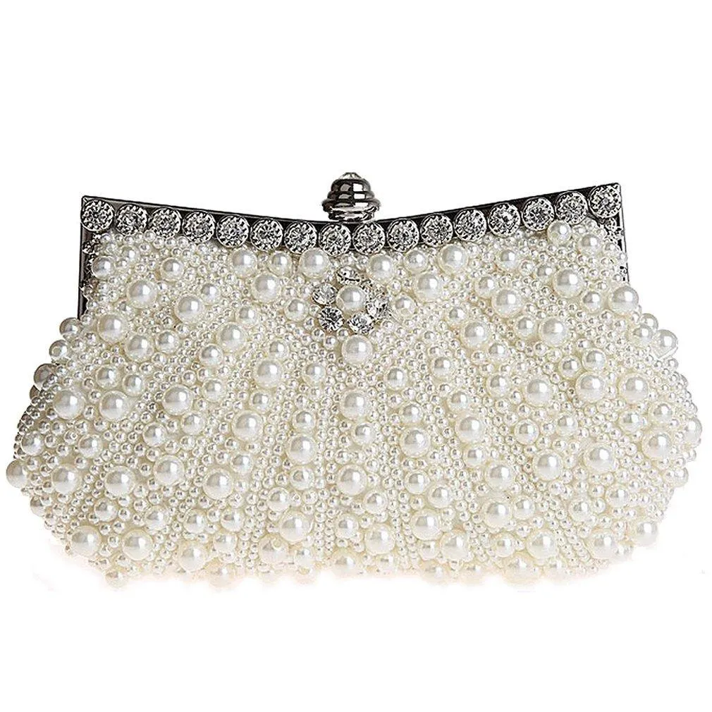 1920's Full Beaded Vintage Pearls Evening Clutch Handbag for Women|JaosWish