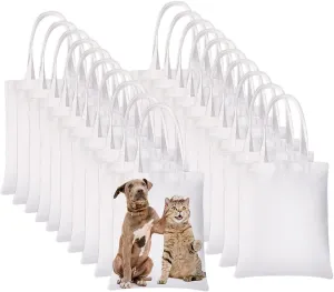 20 Pieces Sublimation Tote Bags Sublimation Blank Canvas Tote Bags Grocery Bags for Decorating DIY Crafting White