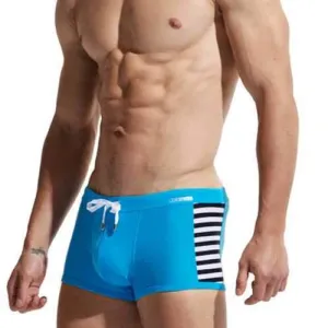 3D U Convex Pouch Striped Patchwork Swim Briefs