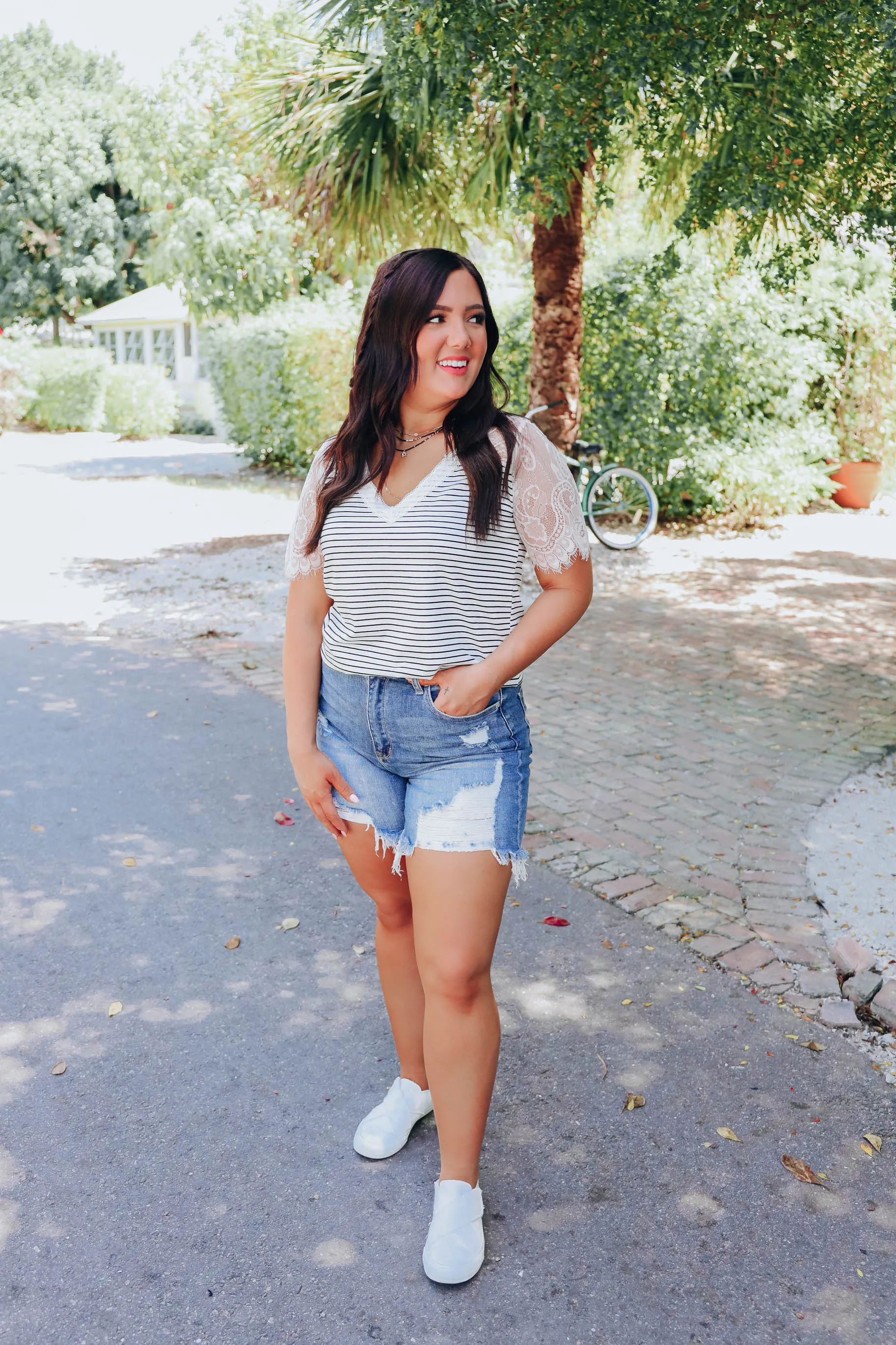A Bit Of Lace Striped Top