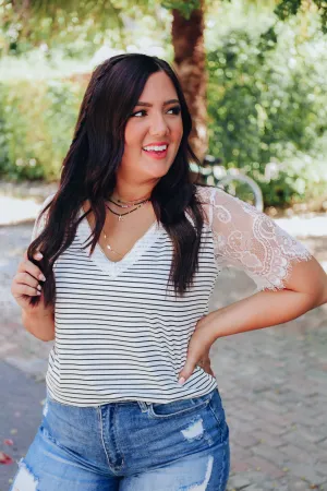 A Bit Of Lace Striped Top