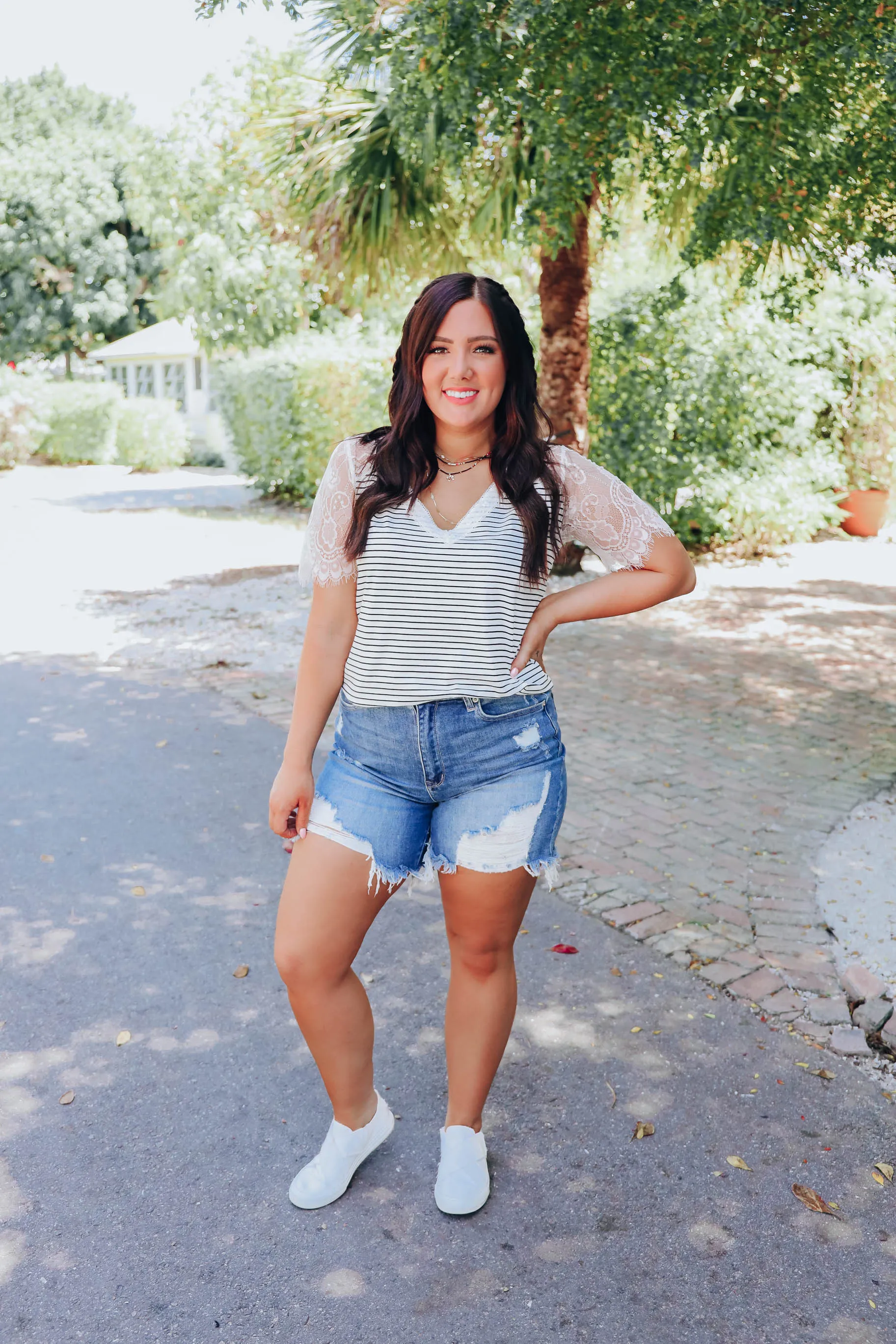 A Bit Of Lace Striped Top
