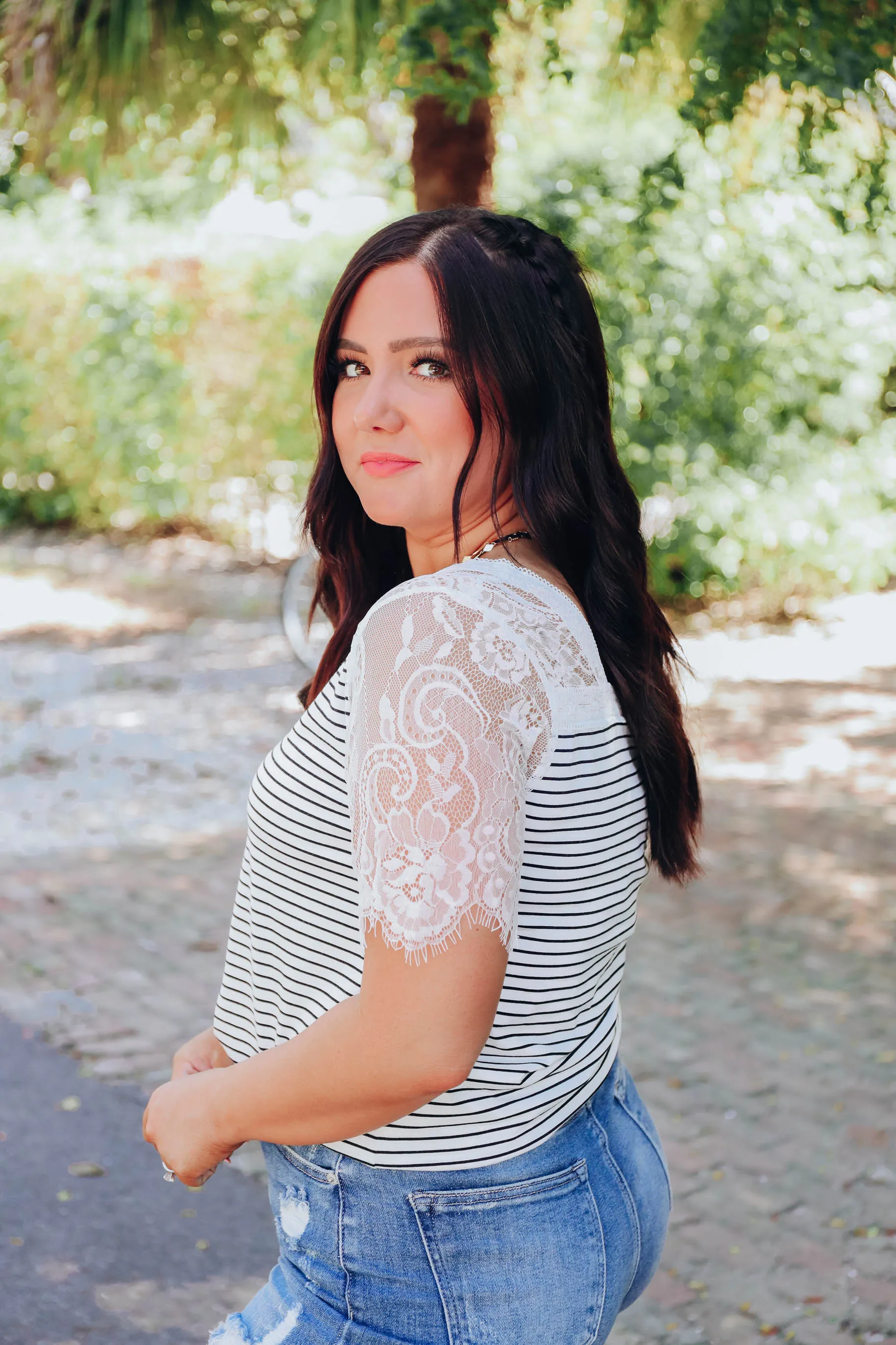 A Bit Of Lace Striped Top