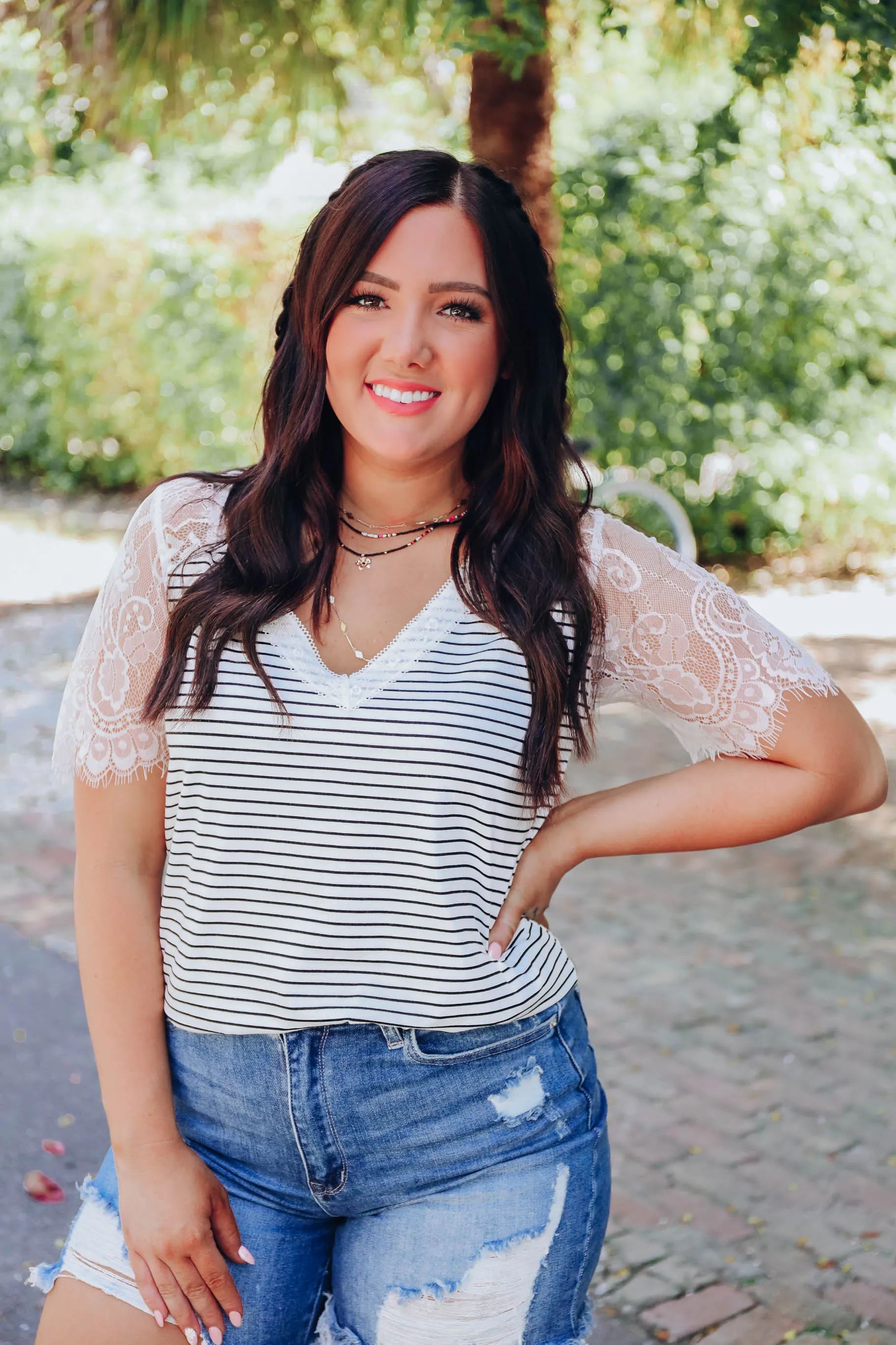A Bit Of Lace Striped Top