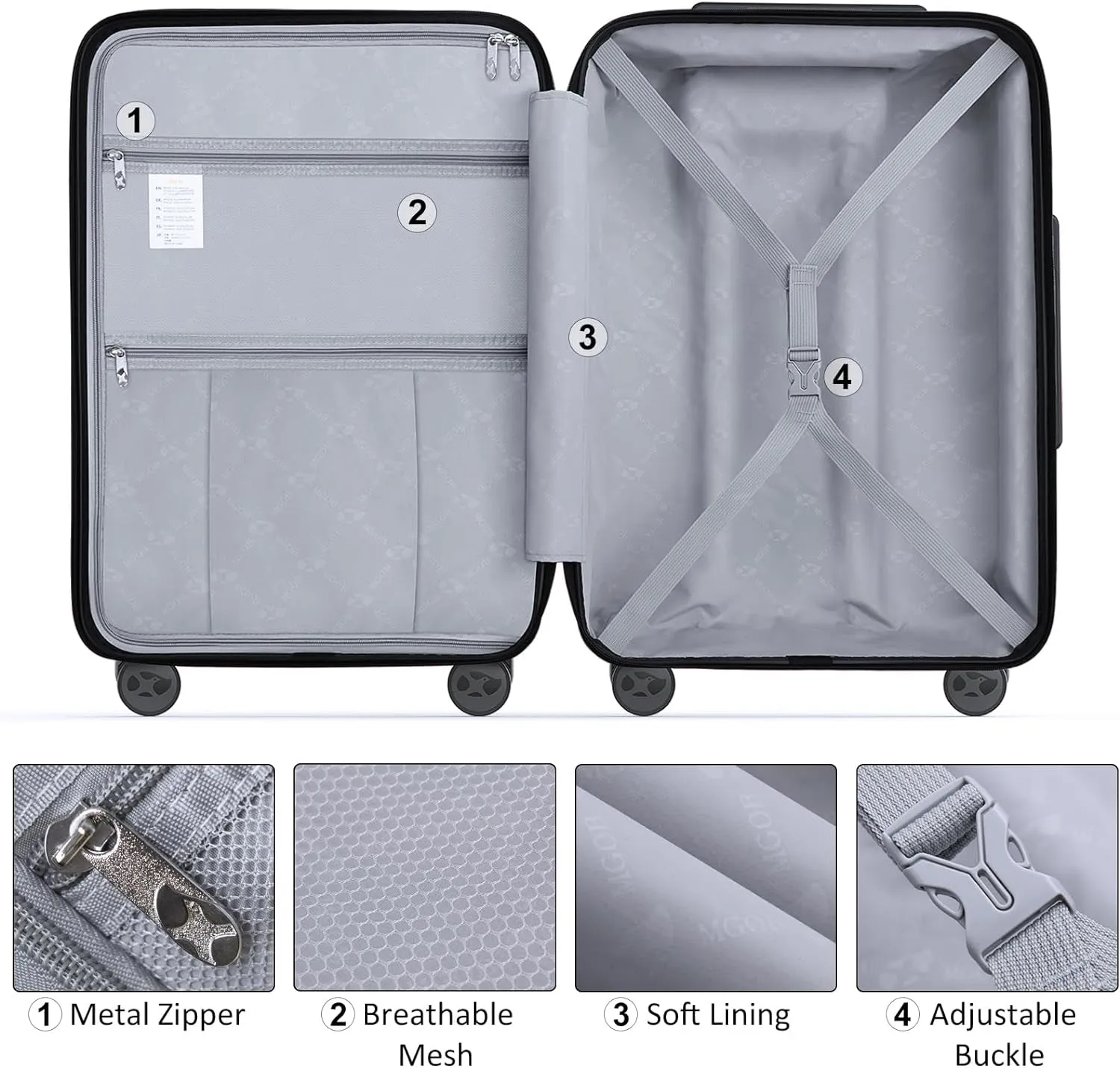 Airline Approved Lightweight Hard Shell Carry On Luggage with TSA Lock, 20 Inch