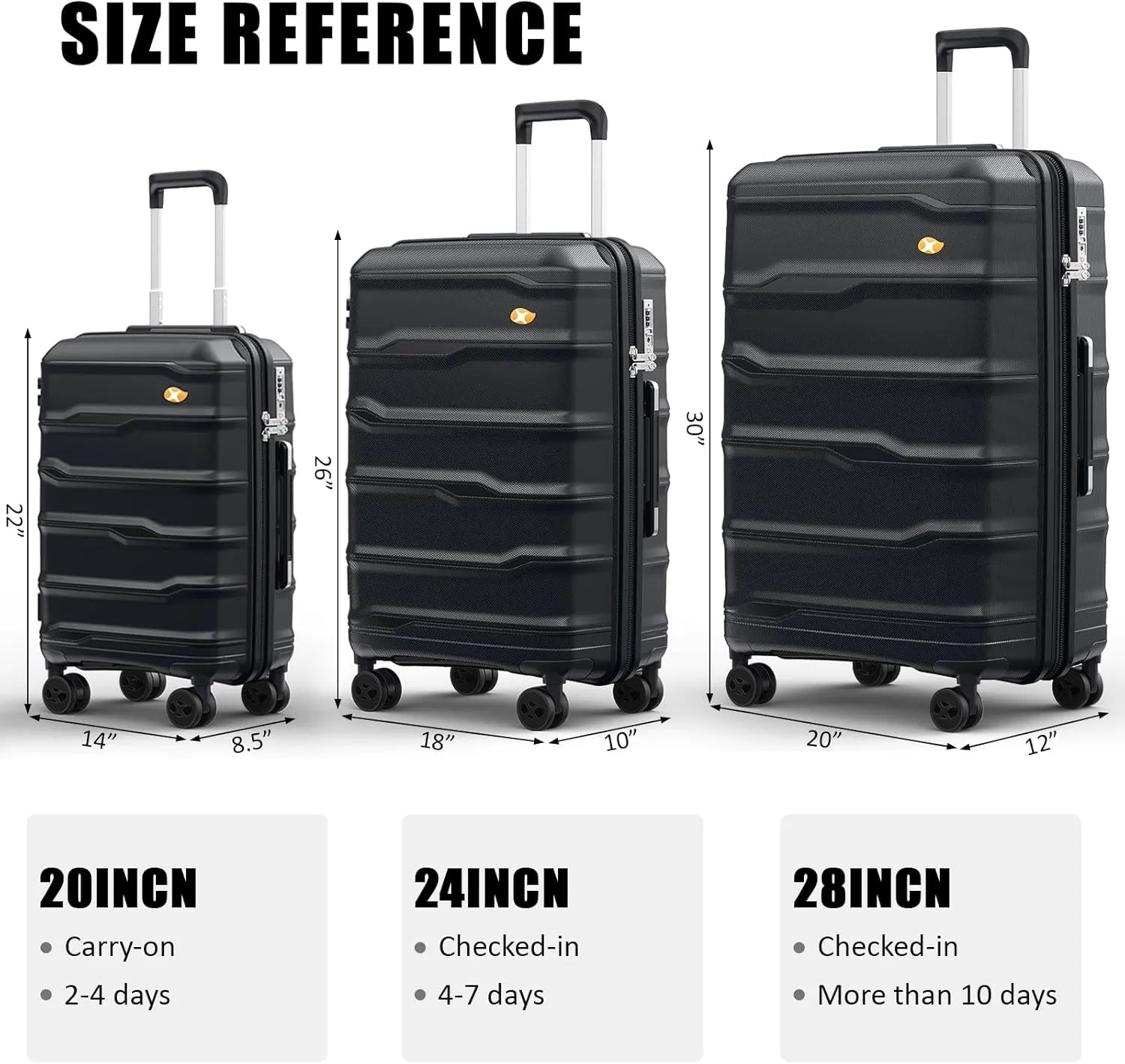 Airline Approved Lightweight Hard Shell Carry On Luggage with TSA Lock, 20 Inch