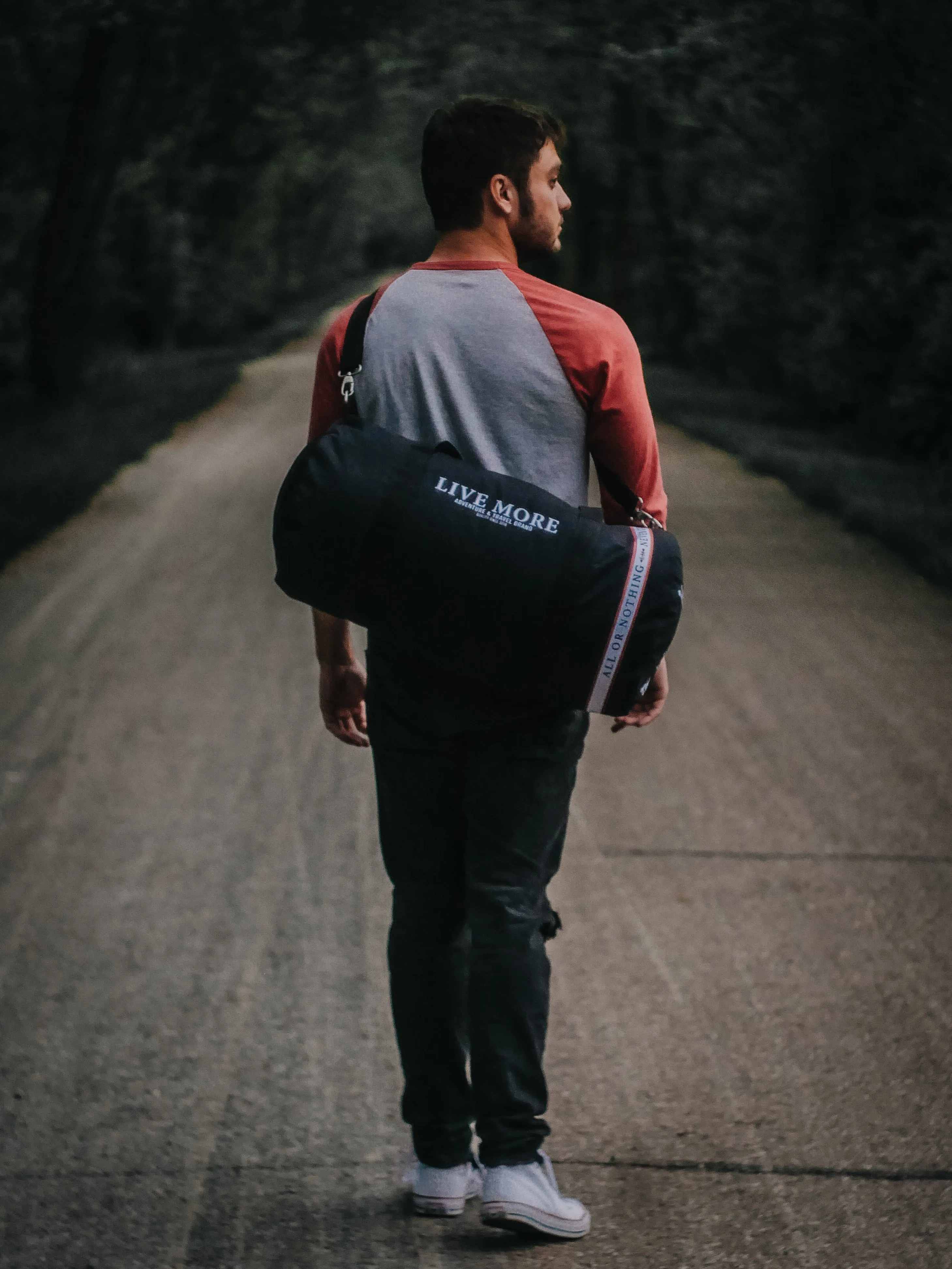 All Or Nothing Never Give Up Live More Duffle Bag