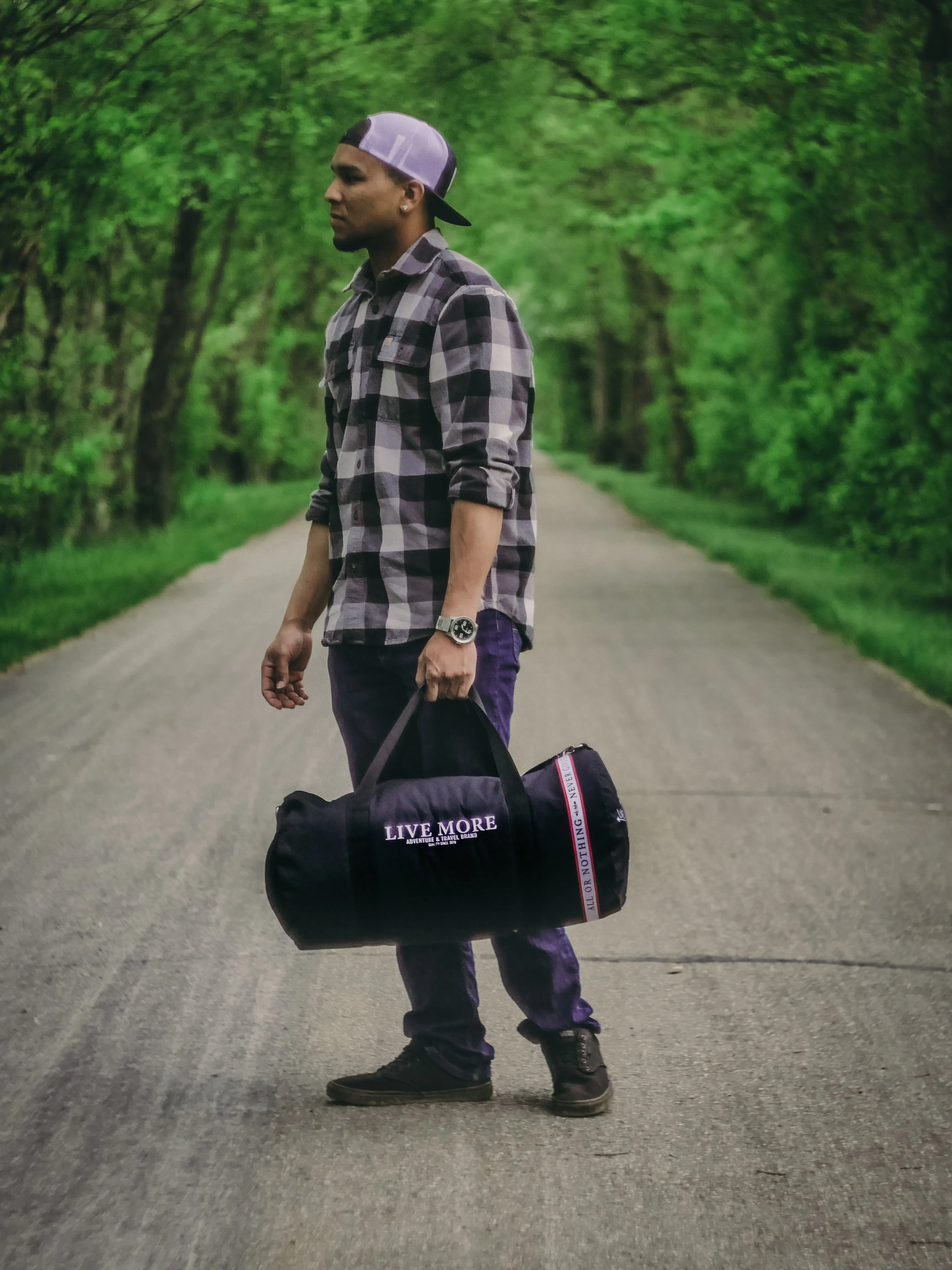 All Or Nothing Never Give Up Live More Duffle Bag