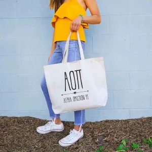Alpha Omicron Pi Stylized Sorority Greek Letters Printed Canvas Bag