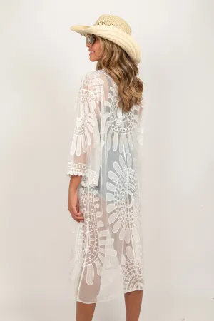 ATO9059 - Sheer Kimono with Lace Details
