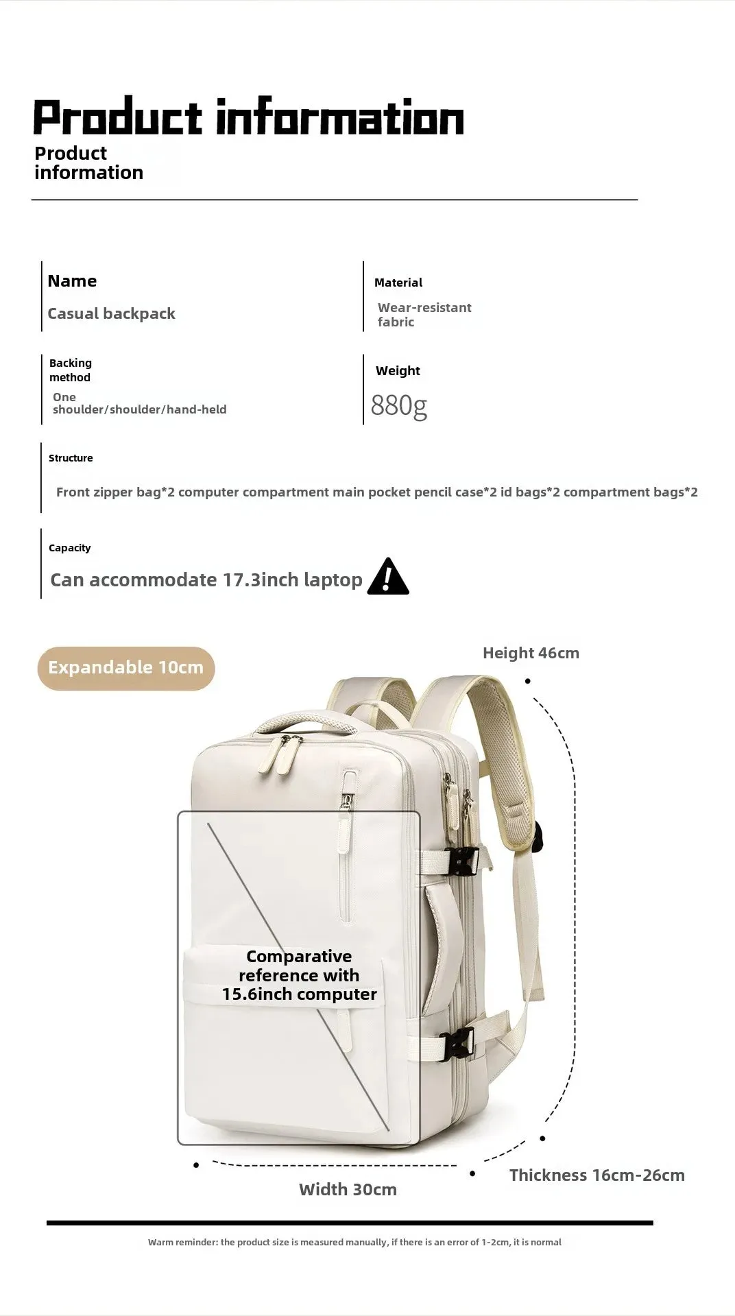 Backpack 40x30x20 Airplane, Cabin Hand Luggage Backpack, Laptop Backpack for Aeroplane Travel, School Backpack, Men Women's Bag