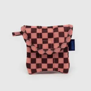 Baggu Puffy Earbud Case - Pink Brown Check