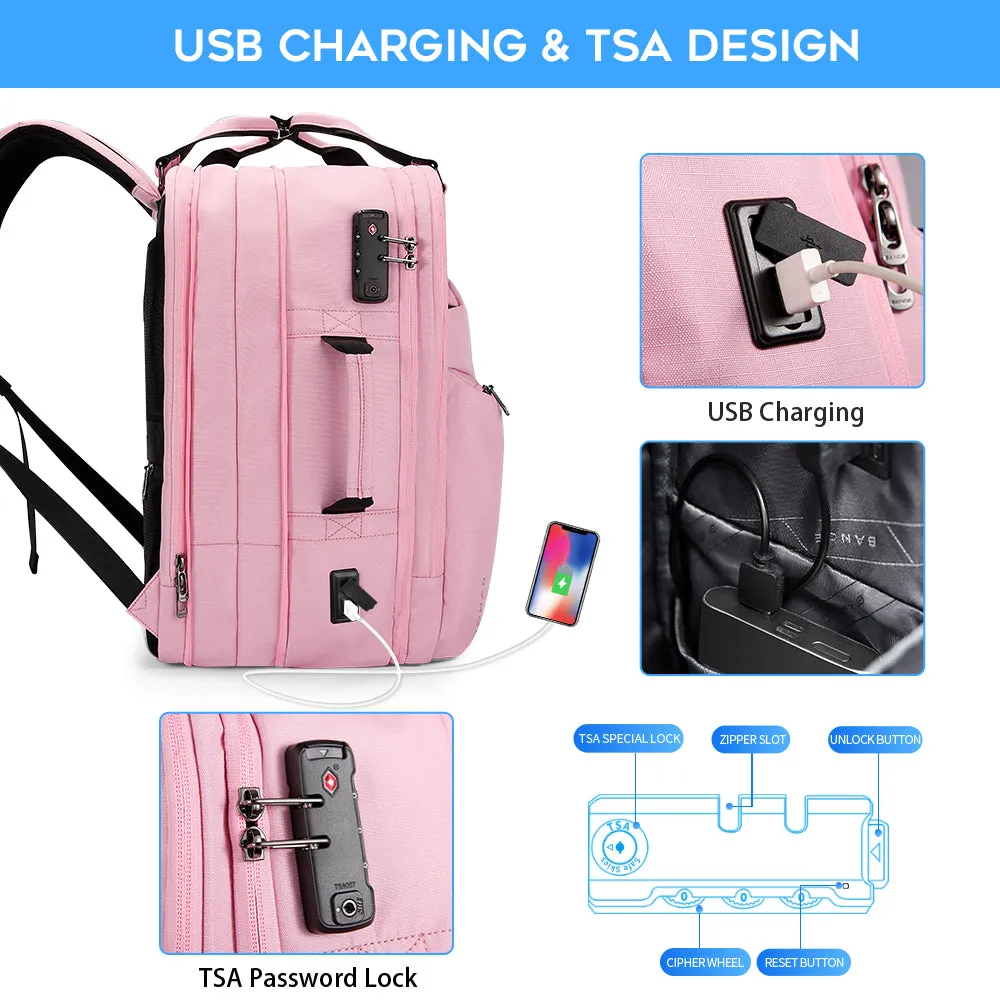 BANGE 35L Large Travel Backpack for Women,TSA Anti Theft 17.3" Laptop Backpack for Nurses Teacher School Bookbag