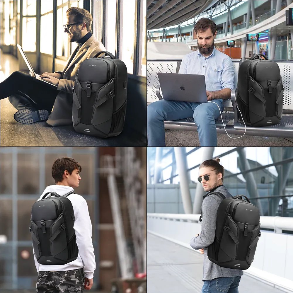 BANGE Travel laptop Smart Backpack，Anti Theft Travel Carry on Backpack with USB Port, Business Laptop Backpack Fits 15.6 Inch Notebook