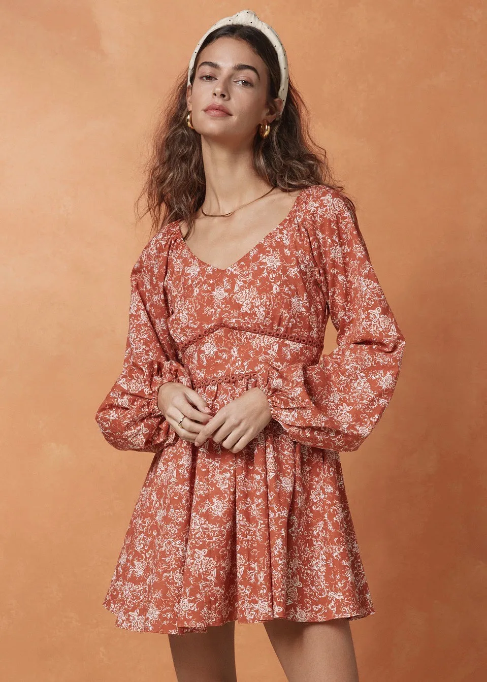 Blakely Dress (Rust Toile)