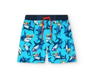 Boboli Shark Print Swim Trunks