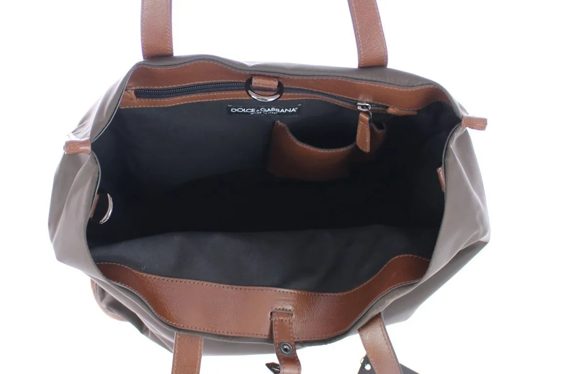 Brown nylon tote bag
