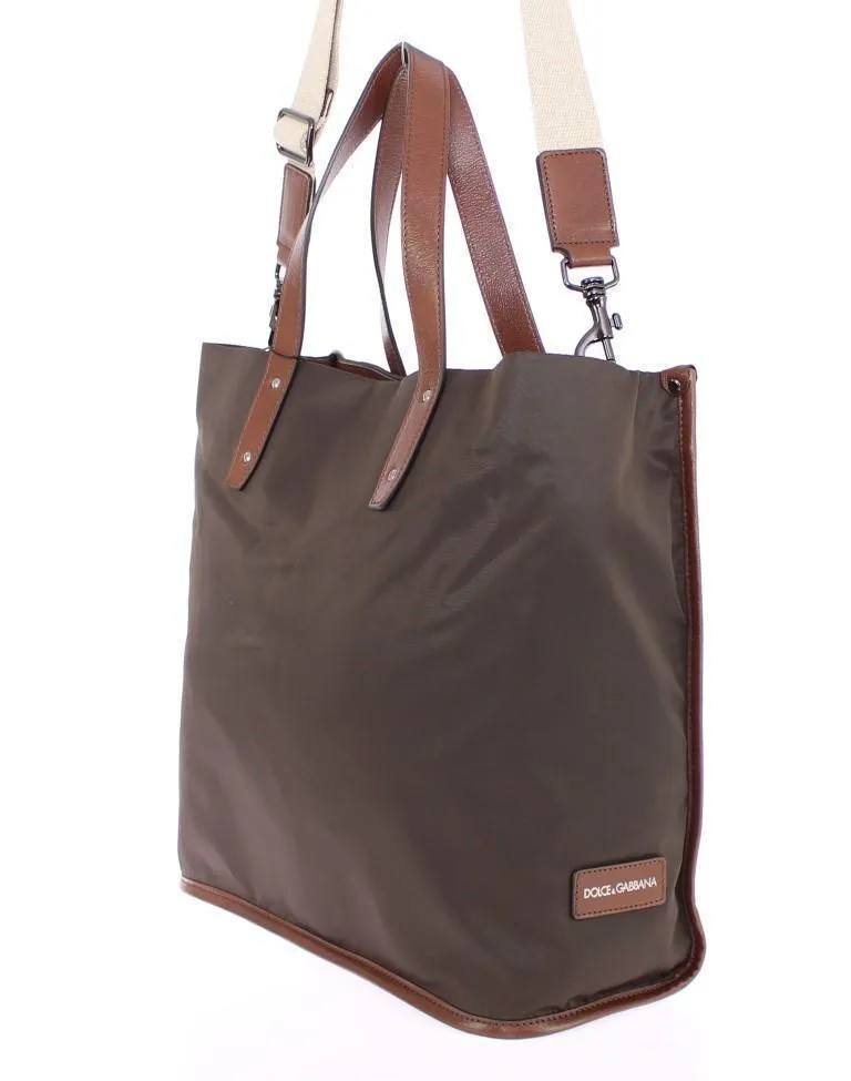 Brown nylon tote bag