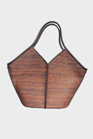 Calella Bicolor Raffia in Tan & Dark Brown