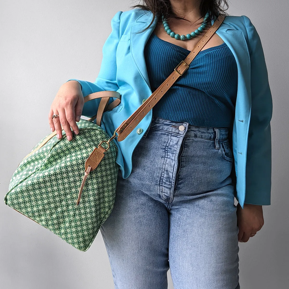 Canvas Large Duffle with Vegetable Tanned Leather and Strap