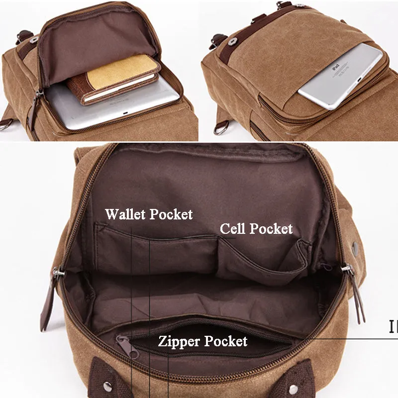 Canvas Travel Backpack Casual Canvas Backpack Stylish Unisex School Backpack