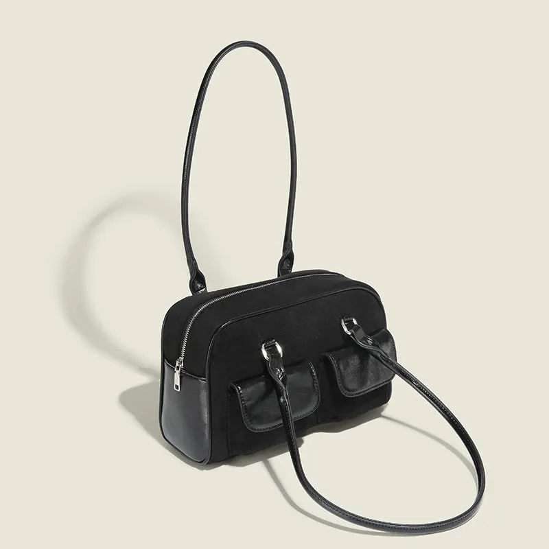 Casual Vintage Solid Pocket Zipper Bags