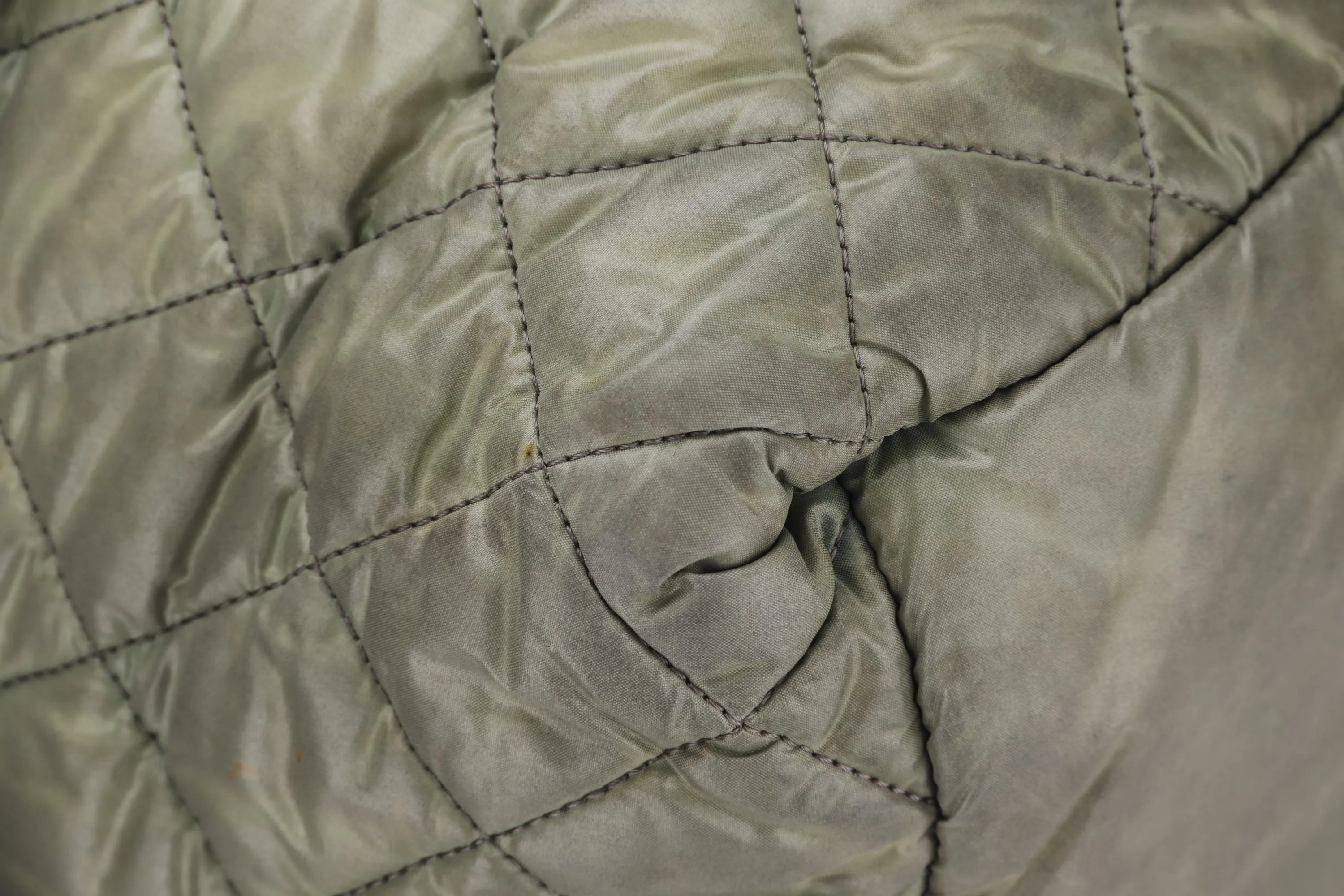 CHANEL COCO COCOON REVERSIBLE TOTE BAG (1358xxxx) ARMY GREEN & GREY NYLON SILVER HARDWARE, NO CARD & DUST COVER