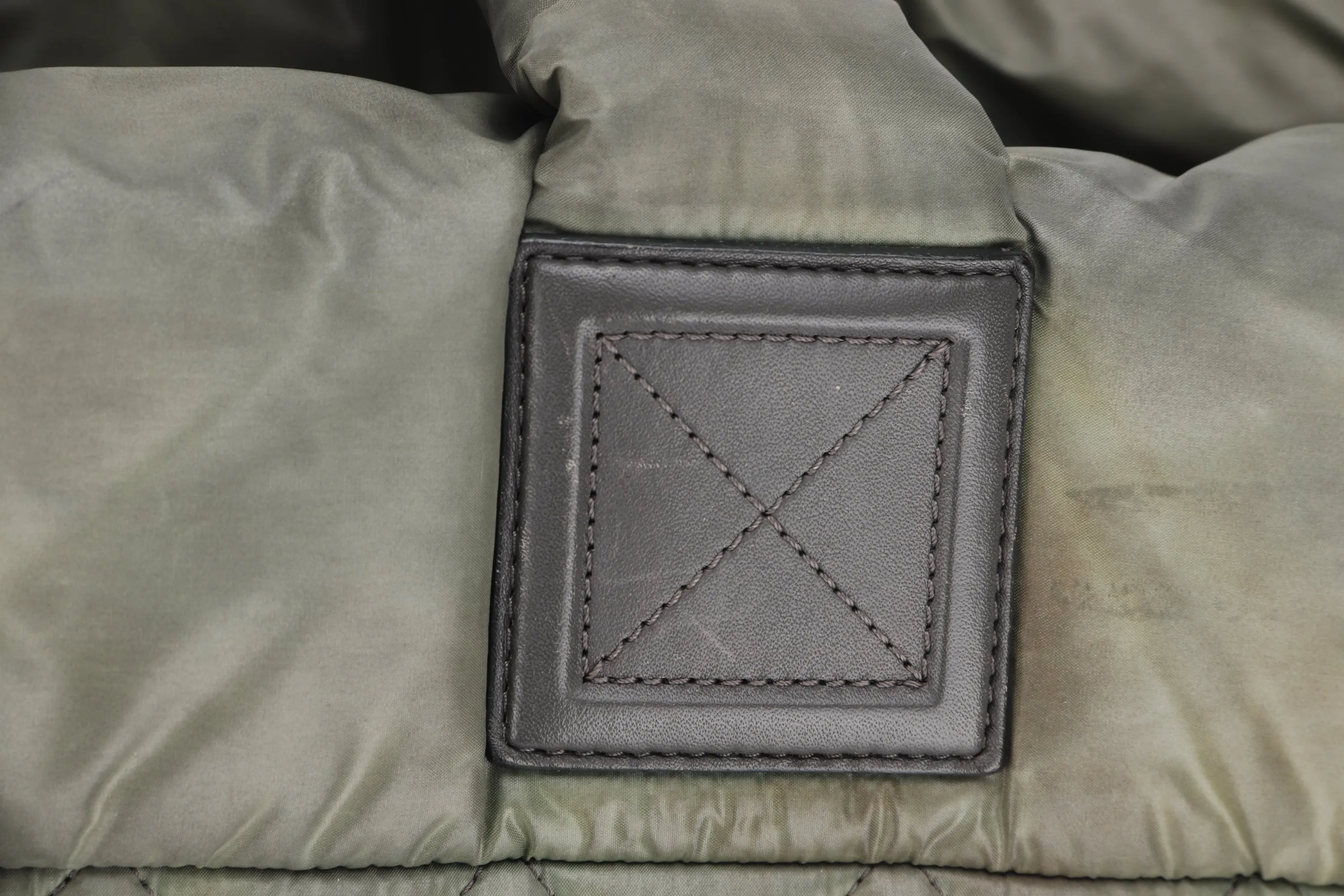 CHANEL COCO COCOON REVERSIBLE TOTE BAG (1358xxxx) ARMY GREEN & GREY NYLON SILVER HARDWARE, NO CARD & DUST COVER