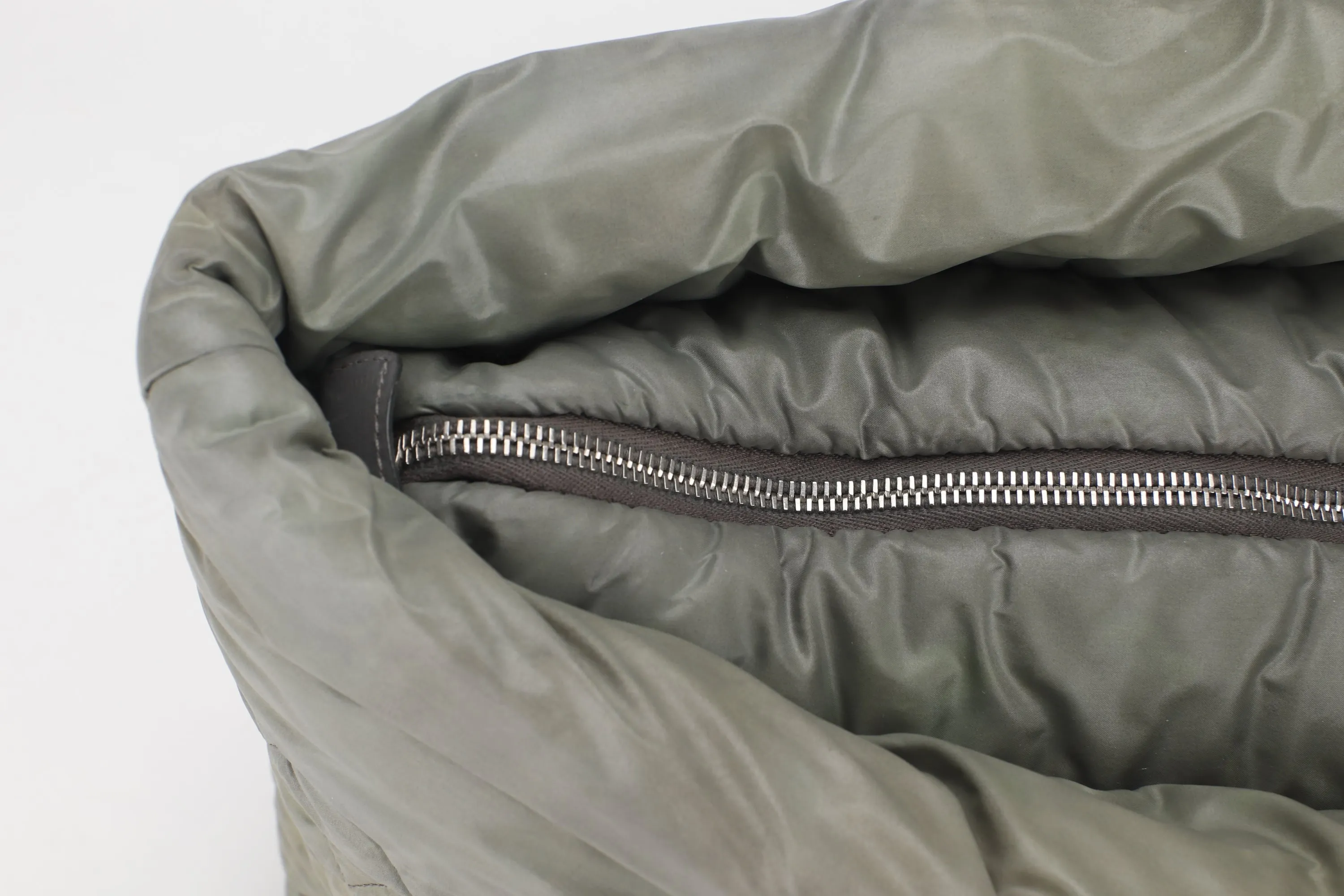 CHANEL COCO COCOON REVERSIBLE TOTE BAG (1358xxxx) ARMY GREEN & GREY NYLON SILVER HARDWARE, NO CARD & DUST COVER