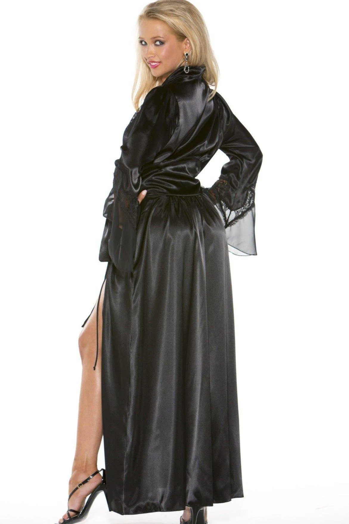 Charmeuse Lace And Chiffon Long Robe