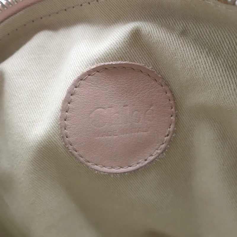 Chloe Silverado Small Shoulder Bag Light Pink Ribbon-Trimmed Leather
