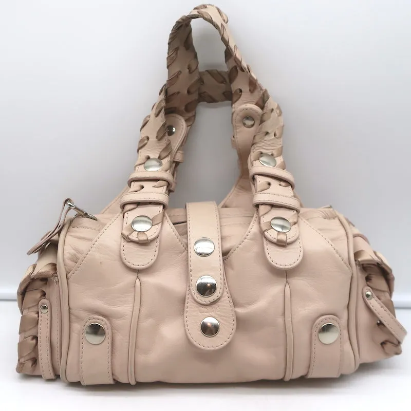 Chloe Silverado Small Shoulder Bag Light Pink Ribbon-Trimmed Leather