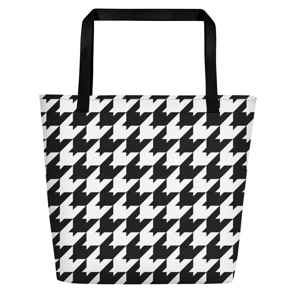 Classic Houndstooth Beach Bag