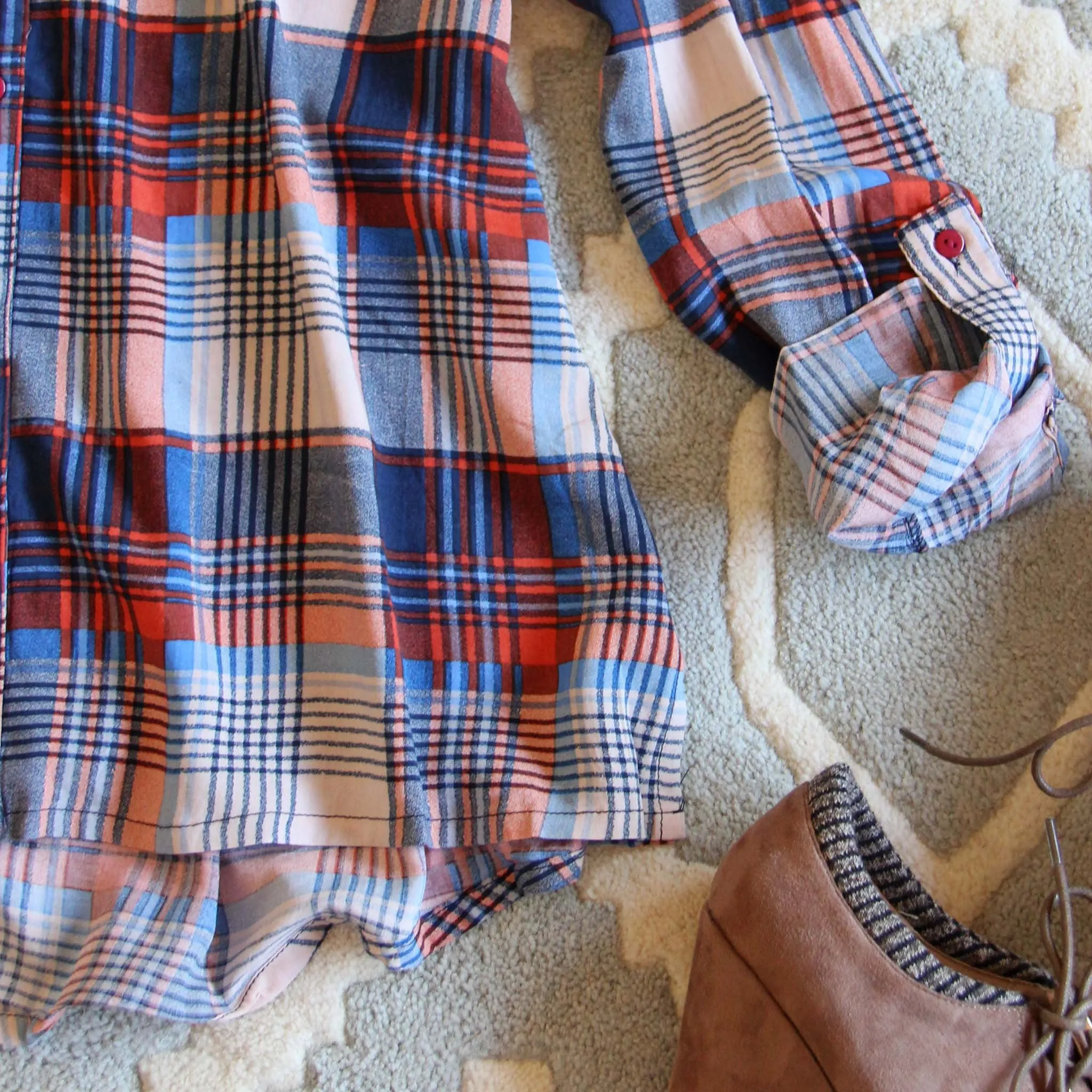 Cold Shoulder Plaid Top