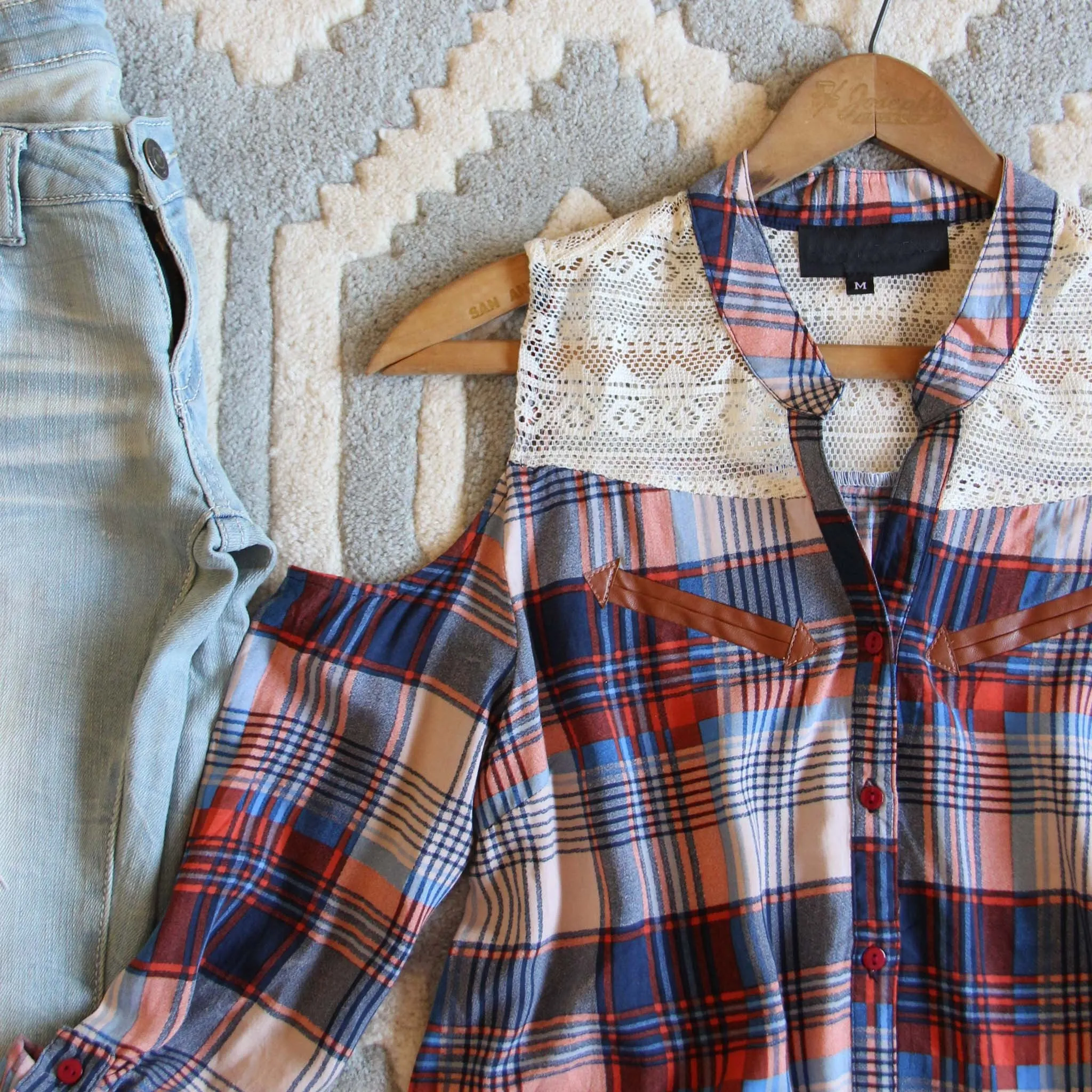 Cold Shoulder Plaid Top