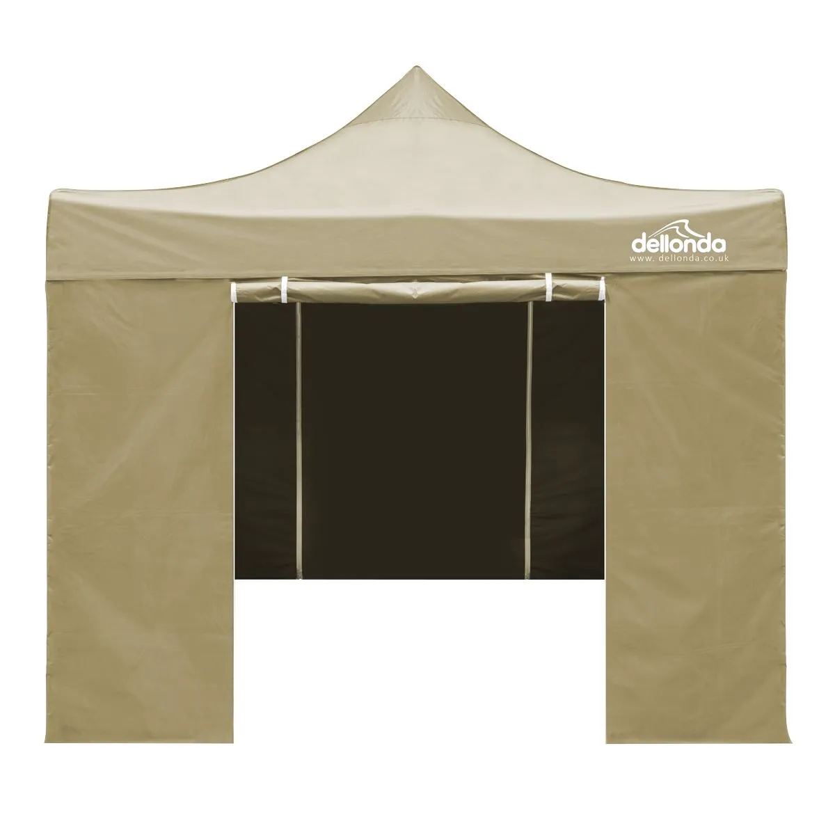 Dellonda Premium 3x3m Pop-Up Gazebo & Side Walls, PVC Coated, Water Resistant Fabric with Carry Bag, Rope, Stakes & Weight Bags - Beige