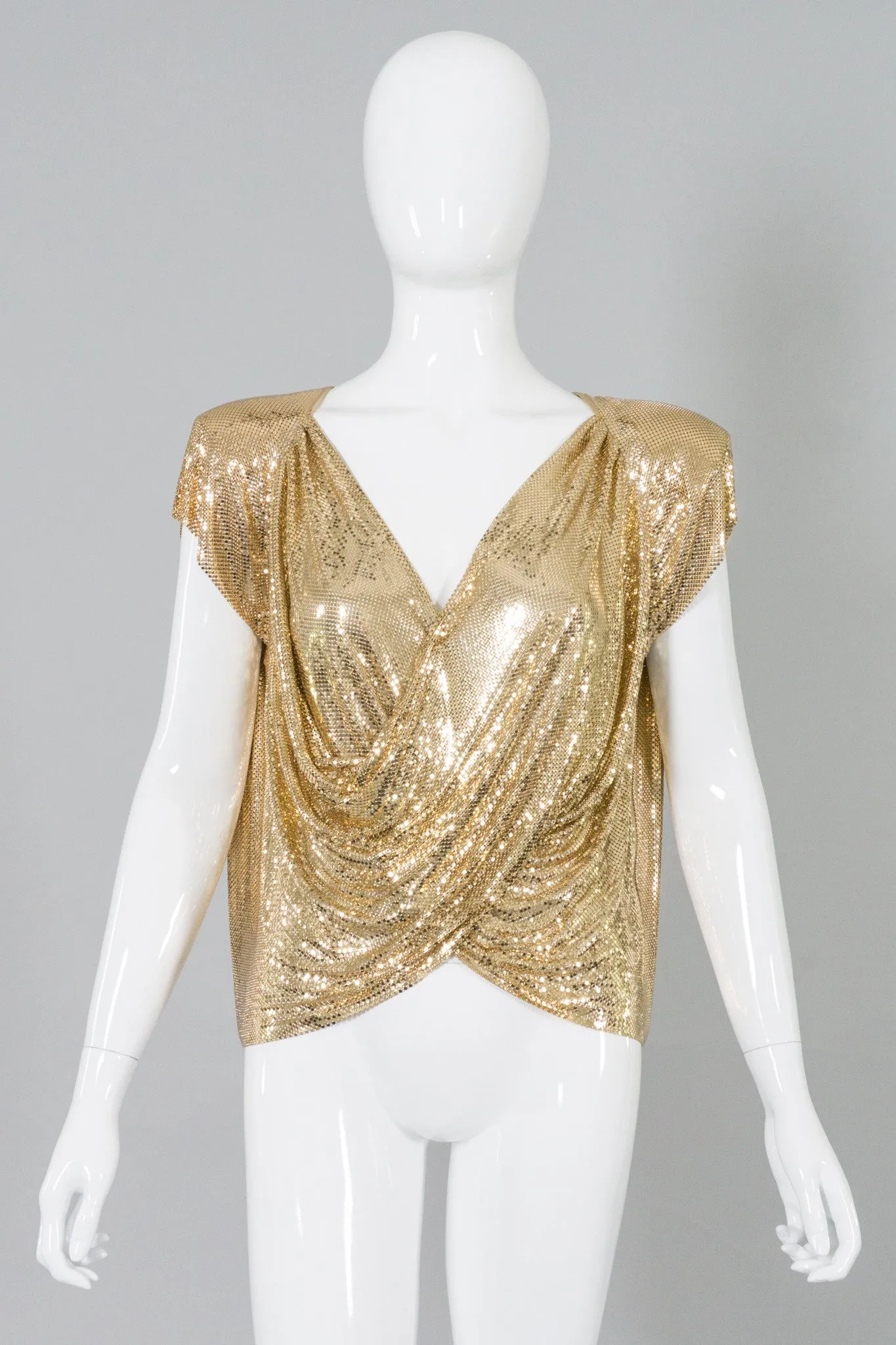 Draped Mesh Wrap Top