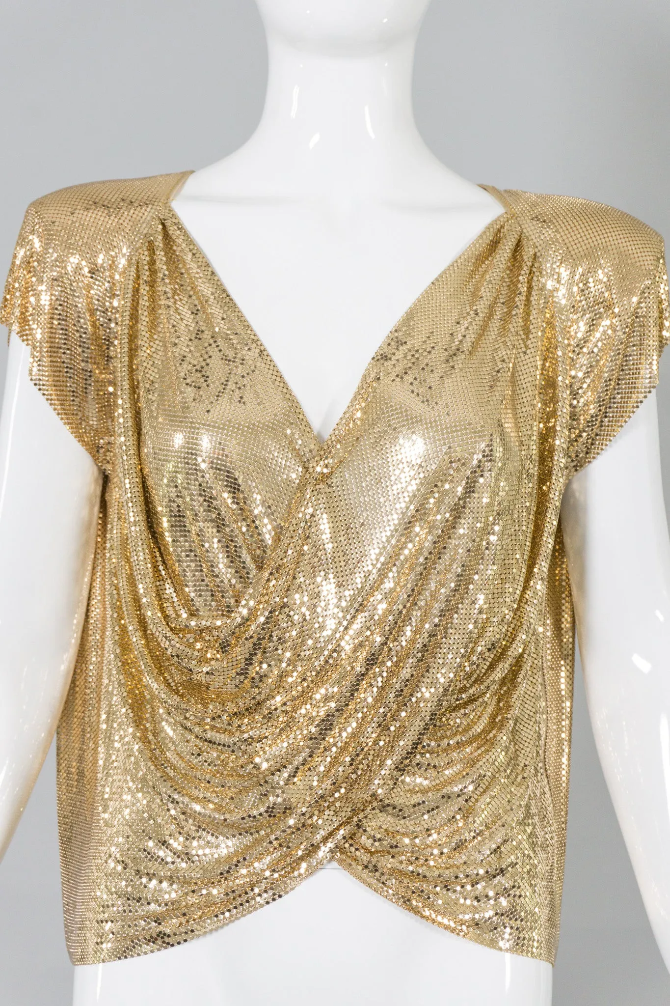Draped Mesh Wrap Top
