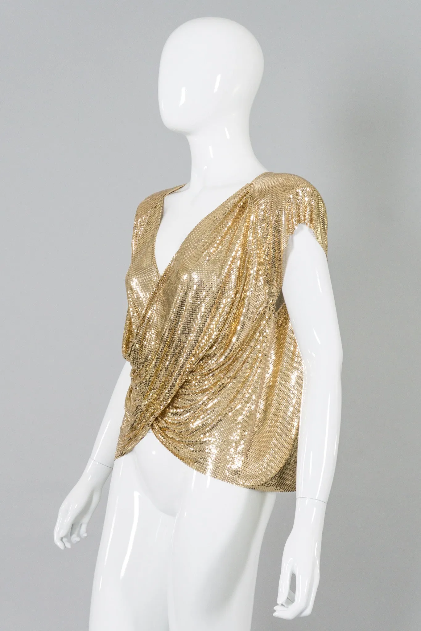 Draped Mesh Wrap Top