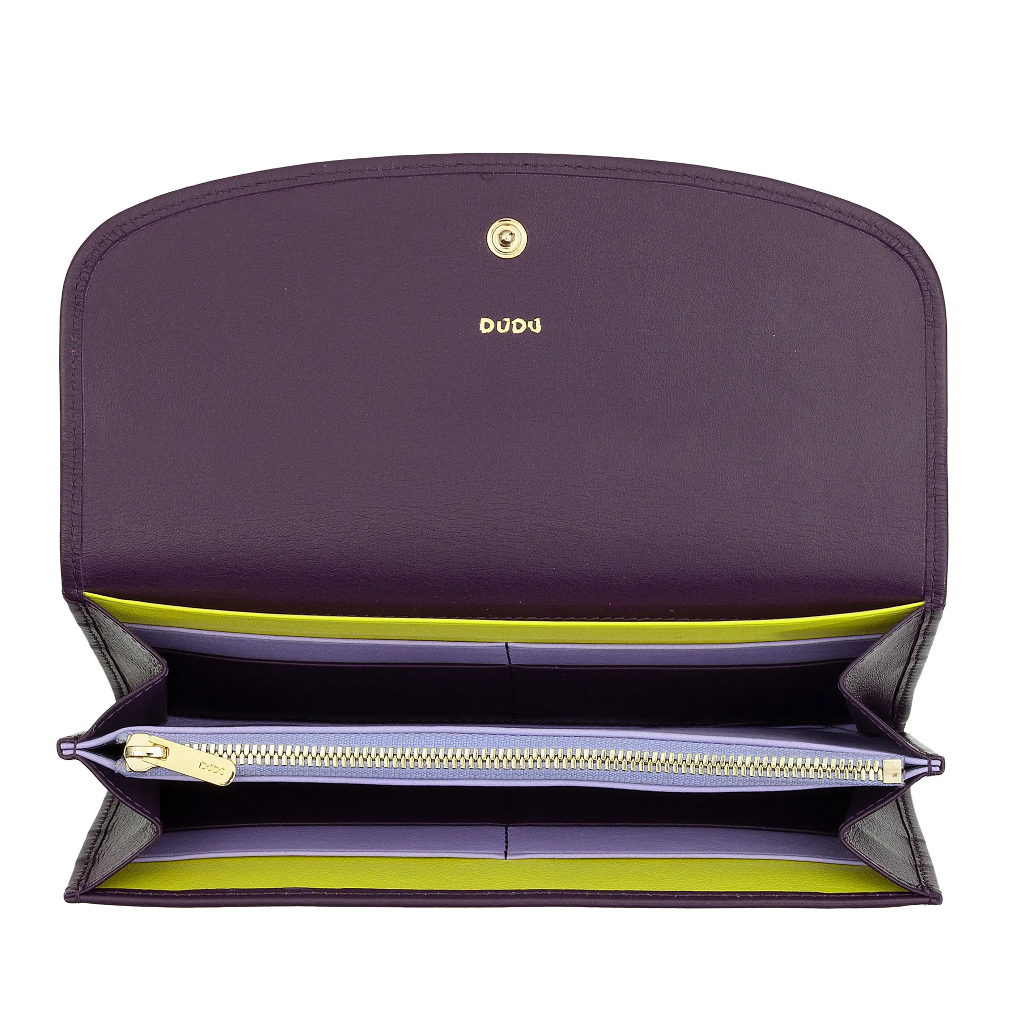 DUDU WOMEN LARGE WORLD IN COLORED LEATHER, Continental portfolio, credit cards pockets, hinge testers