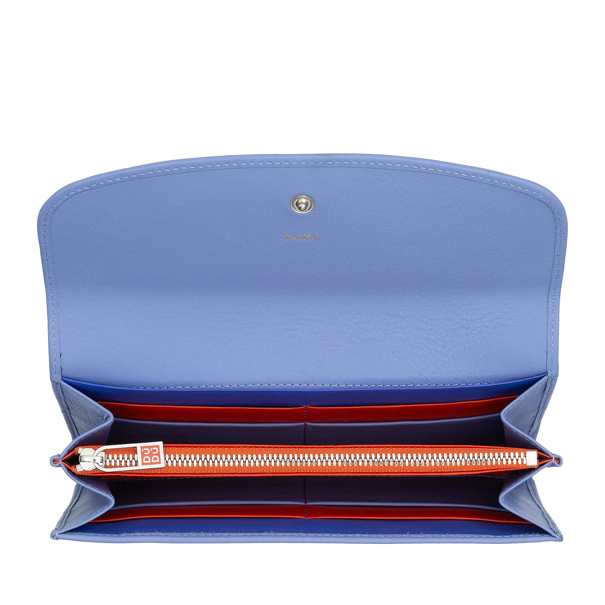 DUDU WOMEN LARGE WORLD IN COLORED LEATHER, Continental portfolio, credit cards pockets, hinge testers