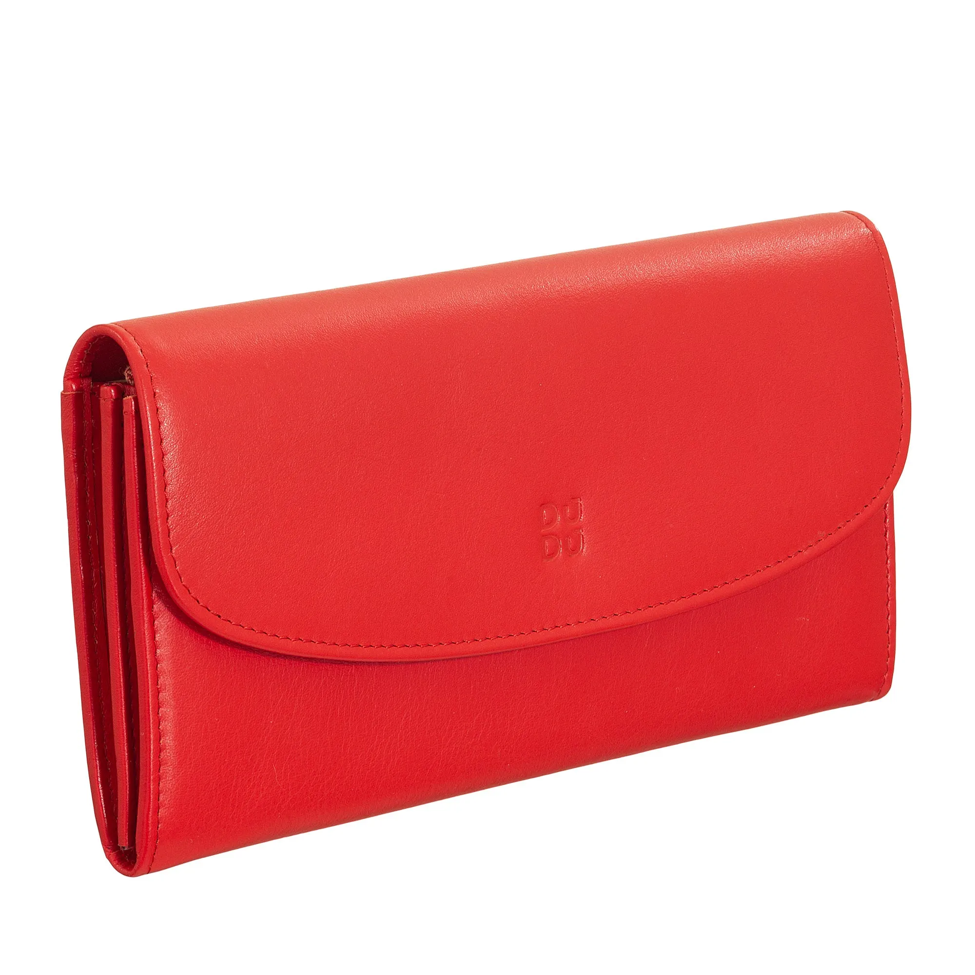 DUDU WOMEN LARGE WORLD IN COLORED LEATHER, Continental portfolio, credit cards pockets, hinge testers