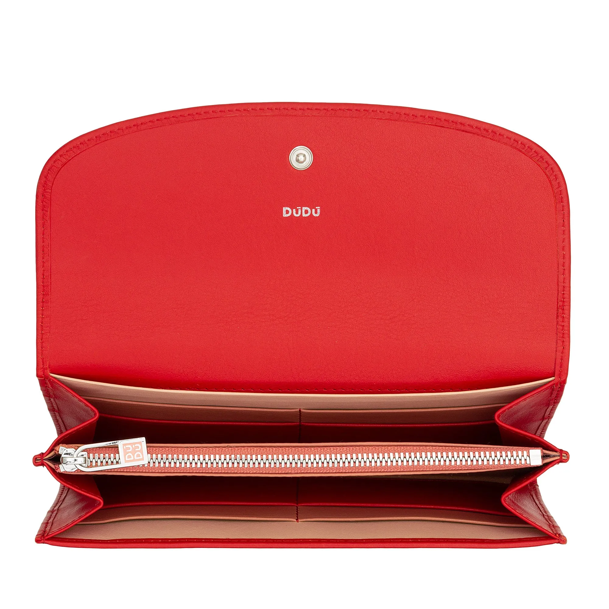 DUDU WOMEN LARGE WORLD IN COLORED LEATHER, Continental portfolio, credit cards pockets, hinge testers