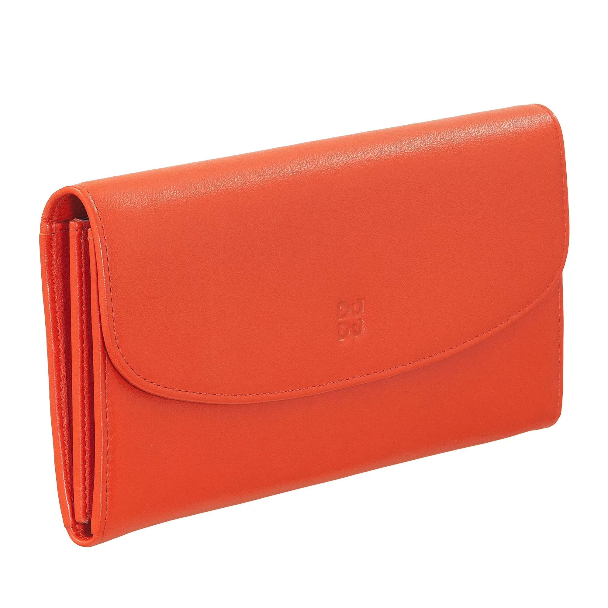 DUDU WOMEN LARGE WORLD IN COLORED LEATHER, Continental portfolio, credit cards pockets, hinge testers