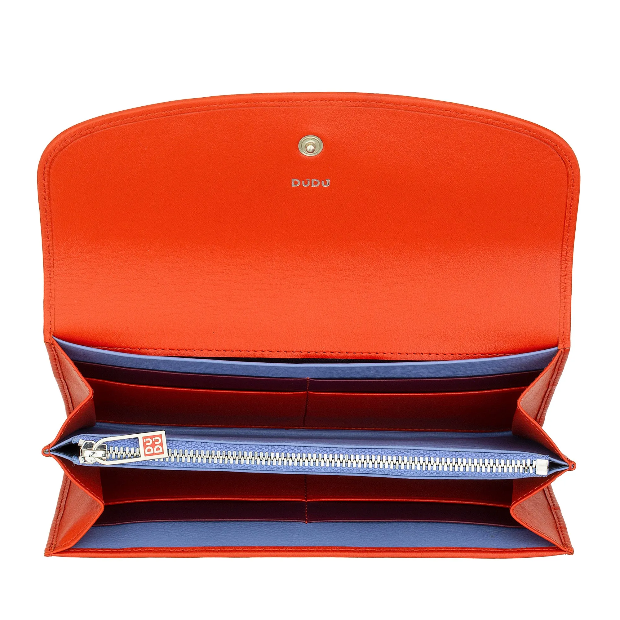DUDU WOMEN LARGE WORLD IN COLORED LEATHER, Continental portfolio, credit cards pockets, hinge testers