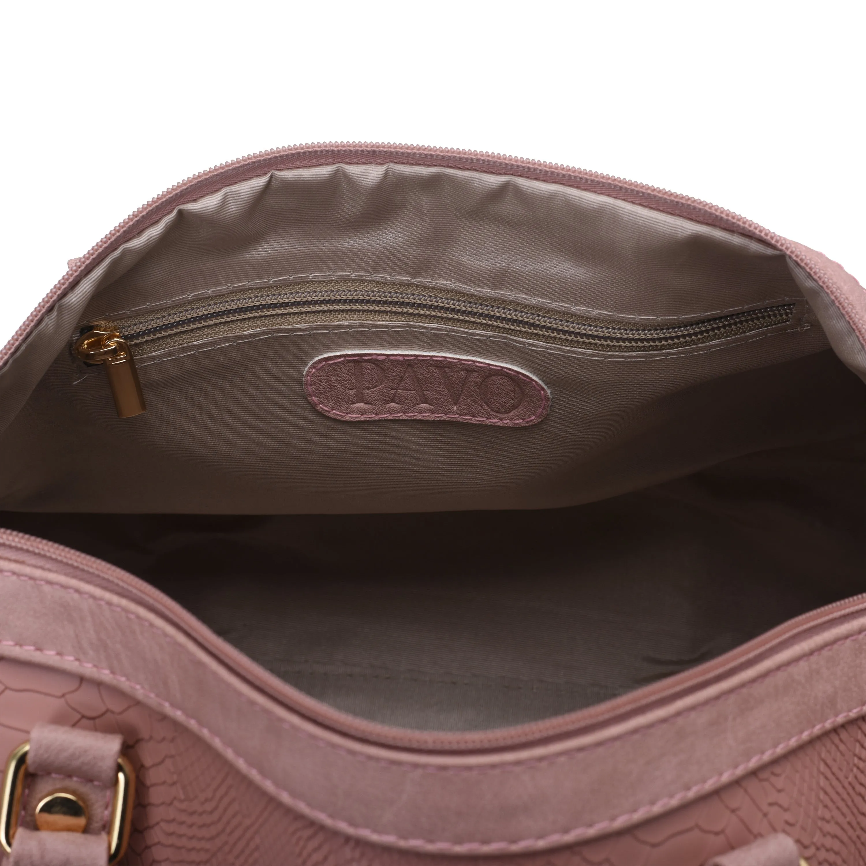 Duffle Bag pink with crocodile texture leather - 309