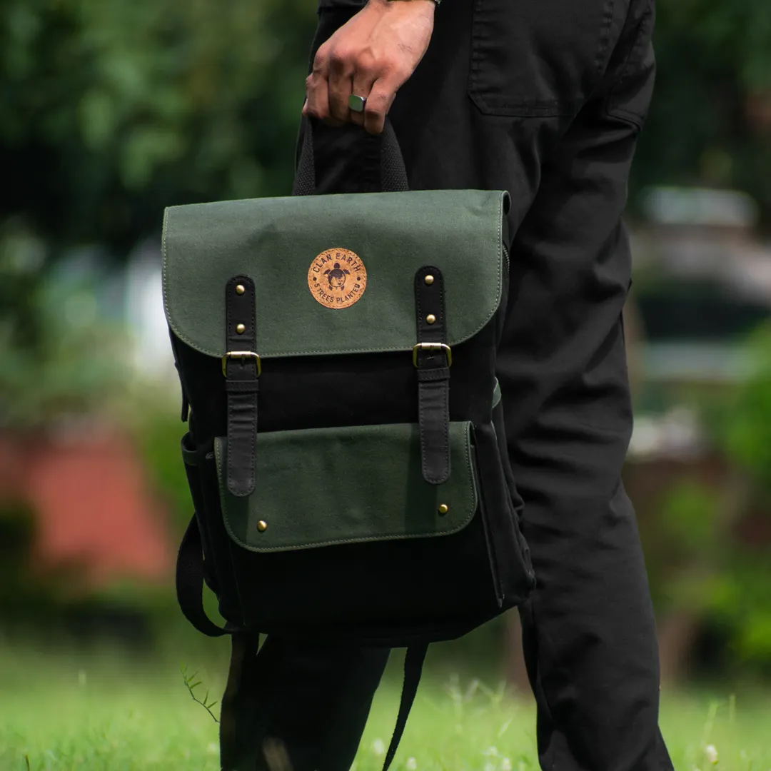 Dugong Backpack - Olive - Canvas Daily/Office/City/Travel Sustainable Laptop Backpack