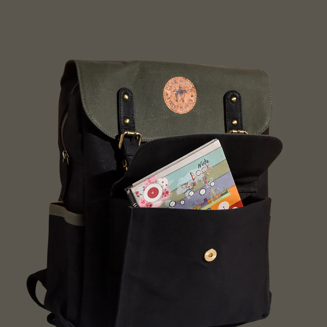 Dugong Backpack - Olive - Canvas Daily/Office/City/Travel Sustainable Laptop Backpack