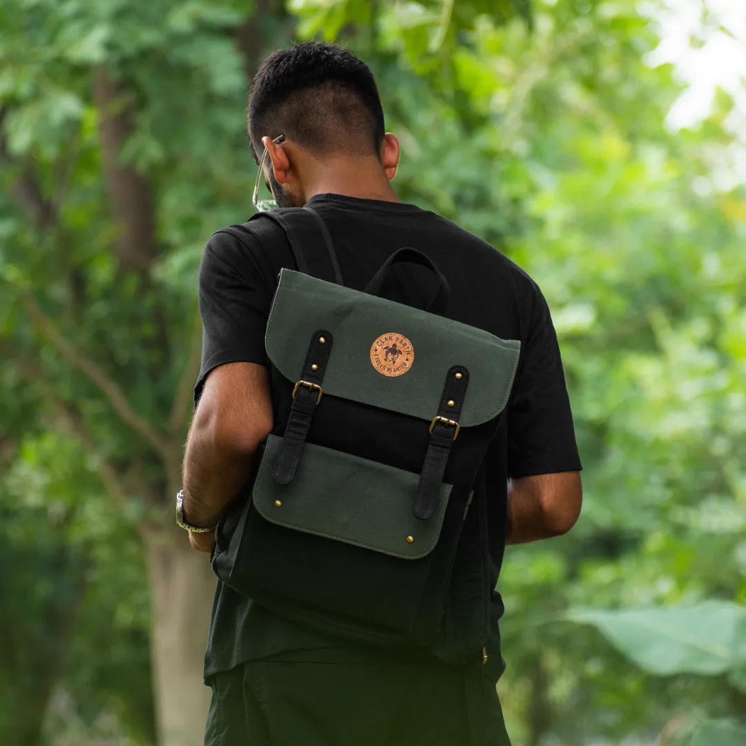 Dugong Backpack - Olive - Canvas Daily/Office/City/Travel Sustainable Laptop Backpack